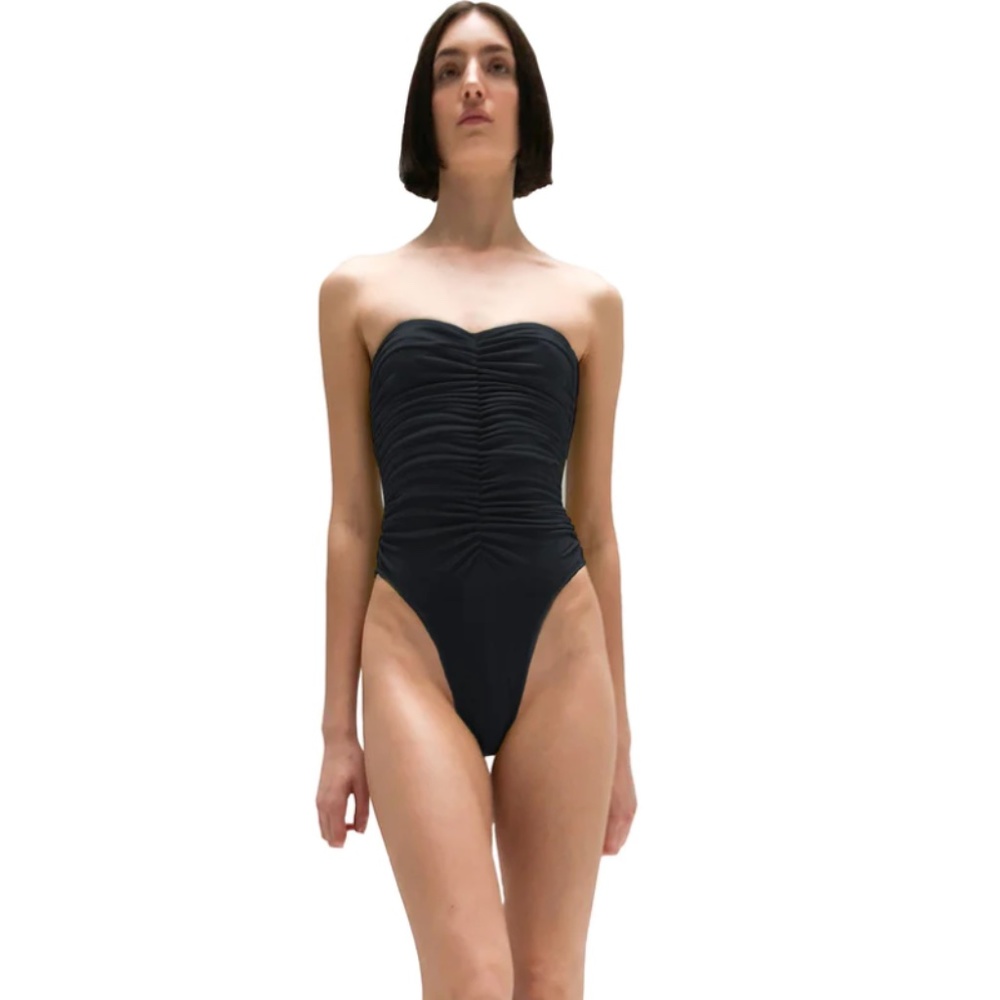 NWT; Norma Kamali "Slinky Marissa" One-Piece Strapless Swimsuit. XS